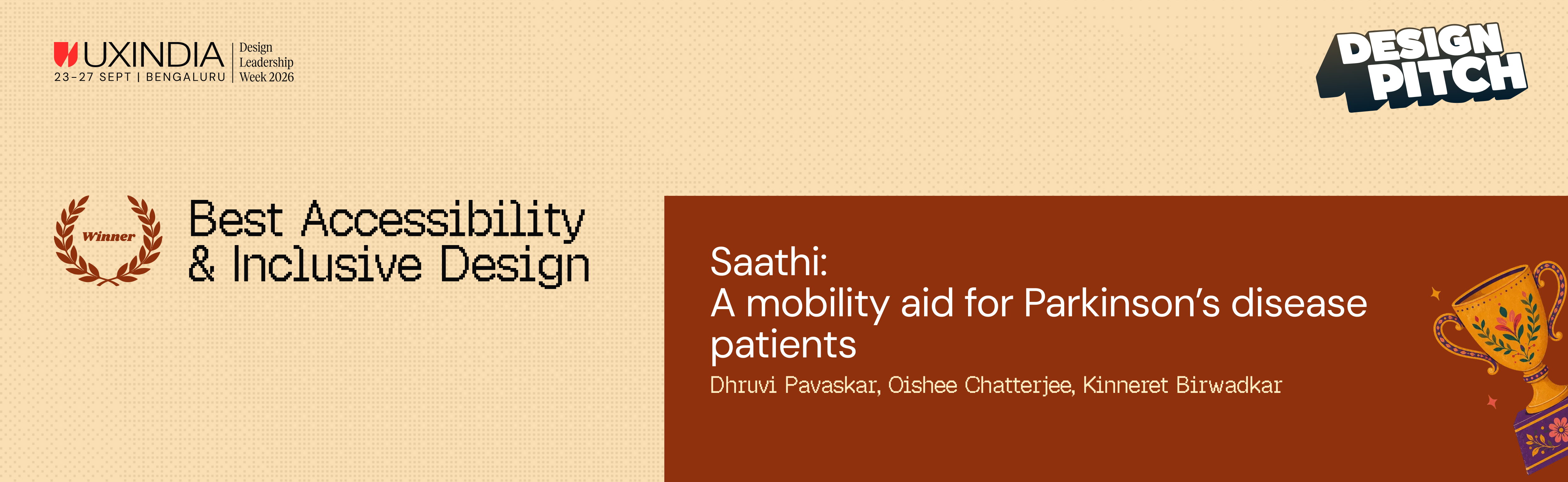 Best Accessibility & Inclusive Design winner: Saathi — A mobility aid for Parkinson’s disease patients, by Dhruvi Pavaskar, Oishee Chatterjee, Kinneret Birwadkar