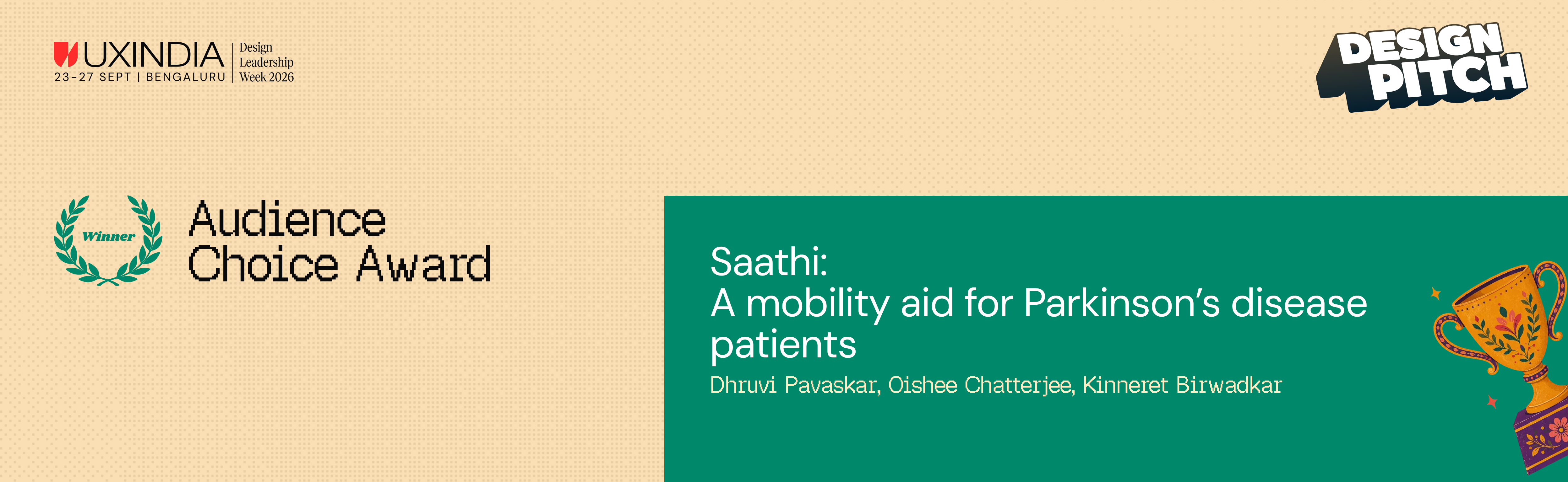 Audience Choice Award winner: Saathi — A mobility aid for Parkinson’s disease patients, by Dhruvi Pavaskar, Oishee Chatterjee, Kinneret Birwadkar