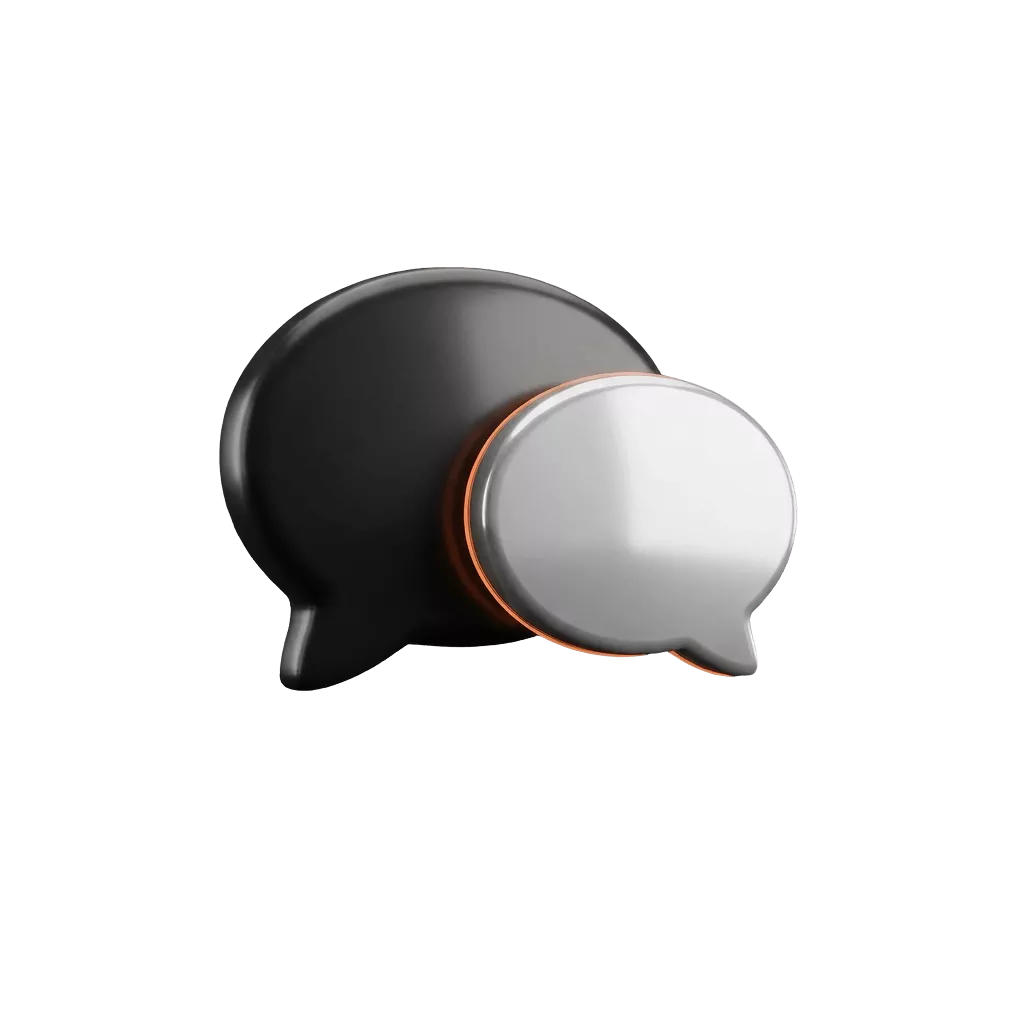 Two glossy 3D speech bubbles